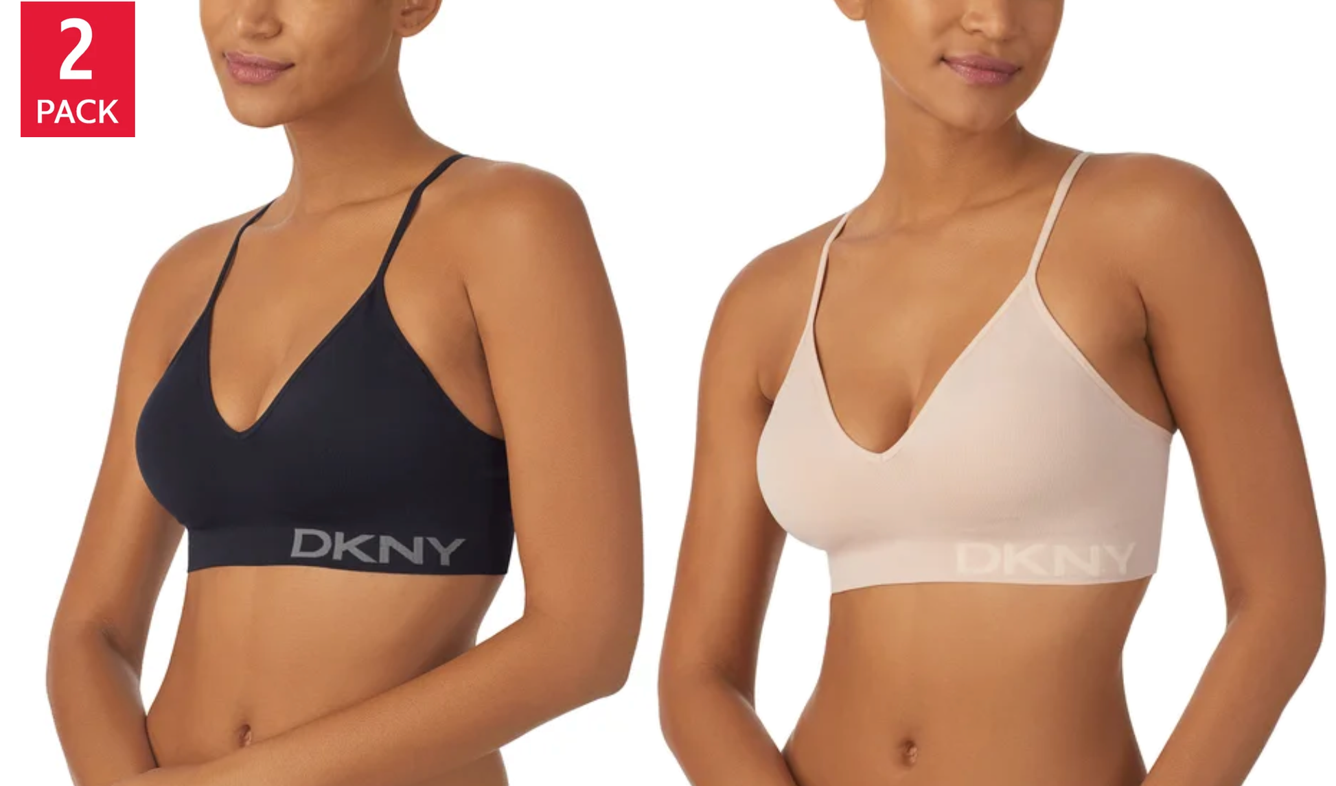 DKNY Women's Seamless Bra, Black (2-Pack)